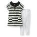 Carter's Baby Girls' Black and White Collection- Striped Tunic White Pant Set