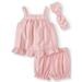 Striped Woven Babydoll Top, Diaper Cover and Headband, 3pc Set (Baby Girls)