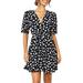 Womens Summer Print V Neck Mini Dress Loose Holiday Beach Drawstring Sundress