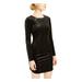 MY MICHELLE Womens Black Glitter Long Sleeve Jewel Neck Short Body Con Cocktail Dress Size 0