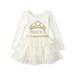 The Children's Place 'Princess' Crown Long Sleeve Tiered Tutu Glitter Dress (Baby Girls & Toddler Girls)