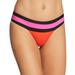 PilyQ RED Lust Banded Color Block Full Bikini Swin Bottom, US Large