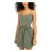 CITY STUDIO Womens Green Solid Spaghetti Strap Strapless Mini Fit + Flare Dress Size 7