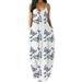 Womens Boho Floral Butteryfly Long Maxi Dress Casual Loose Summer Beach Holiday Tank Sundress