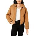 Collection B Juniors' Faux-Fur Teddy Bomber Jacket Camel Size Small