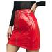 Women High Waist Pu Leather Mini Skirt Plain Flared Short