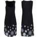 Winnereco Women Print Spaghetti Strap Sleeveless Loose Round Neck Dress (Black M)