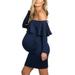 Women's Ruffled Off Shoulder Long Sleeve Strapless Maternity Dress for Photography Maternity Gown for Photoshoot