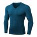 ZEROFEEL Men T-shirt Thicken Tight FitnessTraining Sports High-elastic Running T Shirt Tops V-neck Long Sleeve Casual Men Tee Fashion