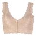 Fashion Women Bra Front Closure Solid Sexy Comfort Gather Cute Lace Update Plus Size Tank Bra Ladies Soft Breathable Zip Bra