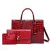 Zewfffr 3pcs/Set Crocodile Pattern PU Leather Women Shoulder Handbags Totes (Red)