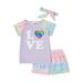 Bmagical Girl's Pastel Love Pajama Shorts Set with Free Matching Hair Wrap, 2-Piece, Sizes 4-12