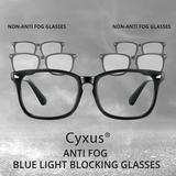 Cyxus 2021 New Anti Fog Blue Light Blocking Glasses Multifunction Fashion Eyeglasses Black Square Frame Replace Wipe for Men Women