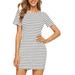 Women's Plus Size Summer Dress Stripe Crewneck Dress Short Sleeve T Shirt Dress Casual Dress