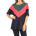 Women's Casual Boxy Loose Fit Color Block Short Sleeve Pull On T-Shirts Top S-3XL Animal Teal L