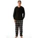 #followme Mens PJ Set - Fleece Pajama Bottom w/ Thermal Top (Black with Black and White Pant, Medium)