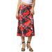 Puloru Women's heart-shaped print bohemian midi skirt high waist A-line fashion