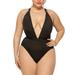 ZIYIXIN Women's Plus Size One-Piece Swimsuit Sexy Deep V-Neck Sleeveless
