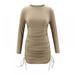 Prettyui Casual Round Neck Long Sleeve Dresses Autumn Sexy Dress Women Bodycon Pencil Dresses