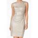 Calvin Klein NEW Gold Womens Size 8 Metallic Ruched Sheath Dress