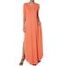 TheMogan Women's S~3X 3/4 Sleeve Loose Solid Curved Split Hem Long Maxi Dress