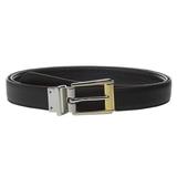 LAUREN Ralph Lauren 3/4" Two-Tone Dress Buckle Reversible Faux Croc to Smooth PU Black/Black