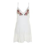 Miken Swim Juniors White Spaghetti Strap Embroidered Dress Cover-Up L