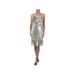 LAUNDRY Womens Gold Fringed Sequined Printed Spaghetti Strap Scoop Neck Above The Knee Sheath Party Dress Size 0