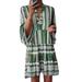 UKAP Women's Striped Printed Chiffon Mini Dress Long Sleeve Ruffle Trim Layered Floral T Shirt Dress