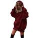 Avamo Women Casual Loose Long Hoodie Punk Pocket Hooded Sweatshirt Dress for Ladies Drawstring Hooded Pullover Autumn Winter Tunic Blouse Tops