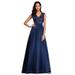 Ever-Pretty Women's Sequin V-neck Satin Sleeveless Long Evening Dress 07731 Navy Blue US6