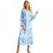 Womens Spring Floral Print Long Sleeve Nightdress Casual Loose T-Shirt Dress