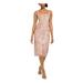 ADRIANNA PAPELL Womens Pink Low Back Sleeveless Scoop Neck Below The Knee Shift Cocktail Dress Size 6