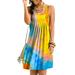 Niuer Ladies Leisure Mini Dress Tie Dye Gradient Sleeveless Sundress Club Party Casual Top Dress