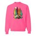 Trippy California Redwoods Forest Fox Silhouette Mens Fashion Crewneck Graphic Sweatshirt, Neon Pink, Medium