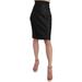 Black Leather Pencil Knee Length Skirt