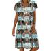 Colisha Women Short Sleeve V-Neck Tunic Dress Short Sleeve T Shirt Dress Summer Loose Casual Vintage Printed Short Dress
