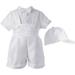 Little Angels Christening baptism newborn baby boy special occasion 3 pc shantung short pant outfit set w/ embroi