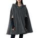 VONDA Women Hooded Solid Color Casual Plus Size Coats Capes Cloaks