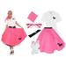 Plus Size 6 pc - 50's Poodle Skirt Outfit - Hot Pink / 3X