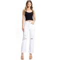 Cello Jeans Women's Juniors Wide Leg Ripped Baggy Dad Jeans (9, White)