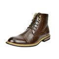 Bruno Marc Men's Leather Lined Zipper Boots Fashion Motorcycle Boots Shoes for Men Derby Oxfords Ankle Boots Bergen-03 Dark/Brown Size 8.5