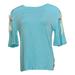 Peace Love World Women's Top Sz 2XS (XXS) 3/4 Sleeve w/ Sleeve Ties Blue A307448