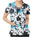 womens summer tops summer dresses maxi dress Women Short Sleeve V-neck Flower Print Tops Nursing Working Uniform T-shirts