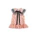 Binwwede Infant Children Patchwork Lace Dress Girls A-line Sleeveless Pan Collar Midi Dress with Pleated Hem for Summer MHX