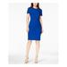 CALVIN KLEIN Womens Blue Zippered Short Sleeve Jewel Neck Above The Knee Sheath Cocktail Dress Size 2