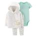 Child of Mine by Carter's Baby Girls Long Sleeve Hooded Cardigan, Short Sleeve Bodysuit, and Pant Outfit Set, 3 pc set