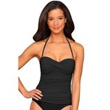 Kallure Black Twist Front Bandeau Tankini Top Size 12