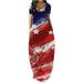 Mchoice Maxi Dress for Women V Neck plus size sundresses red dress Loose Print Dress fourth of july dress