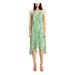 KENSIE Womens Green Floral Sleeveless V Neck Below The Knee Fit + Flare Dress Size 12